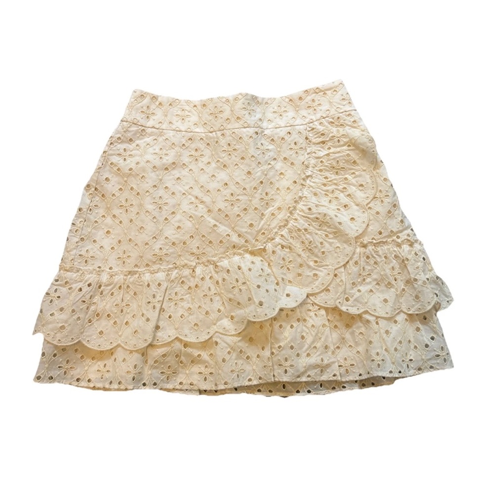 NWT Sezane Jupe Courte Corina Eyelet Cotton French Mini Skirt SZ M/6-EU-38 Cream